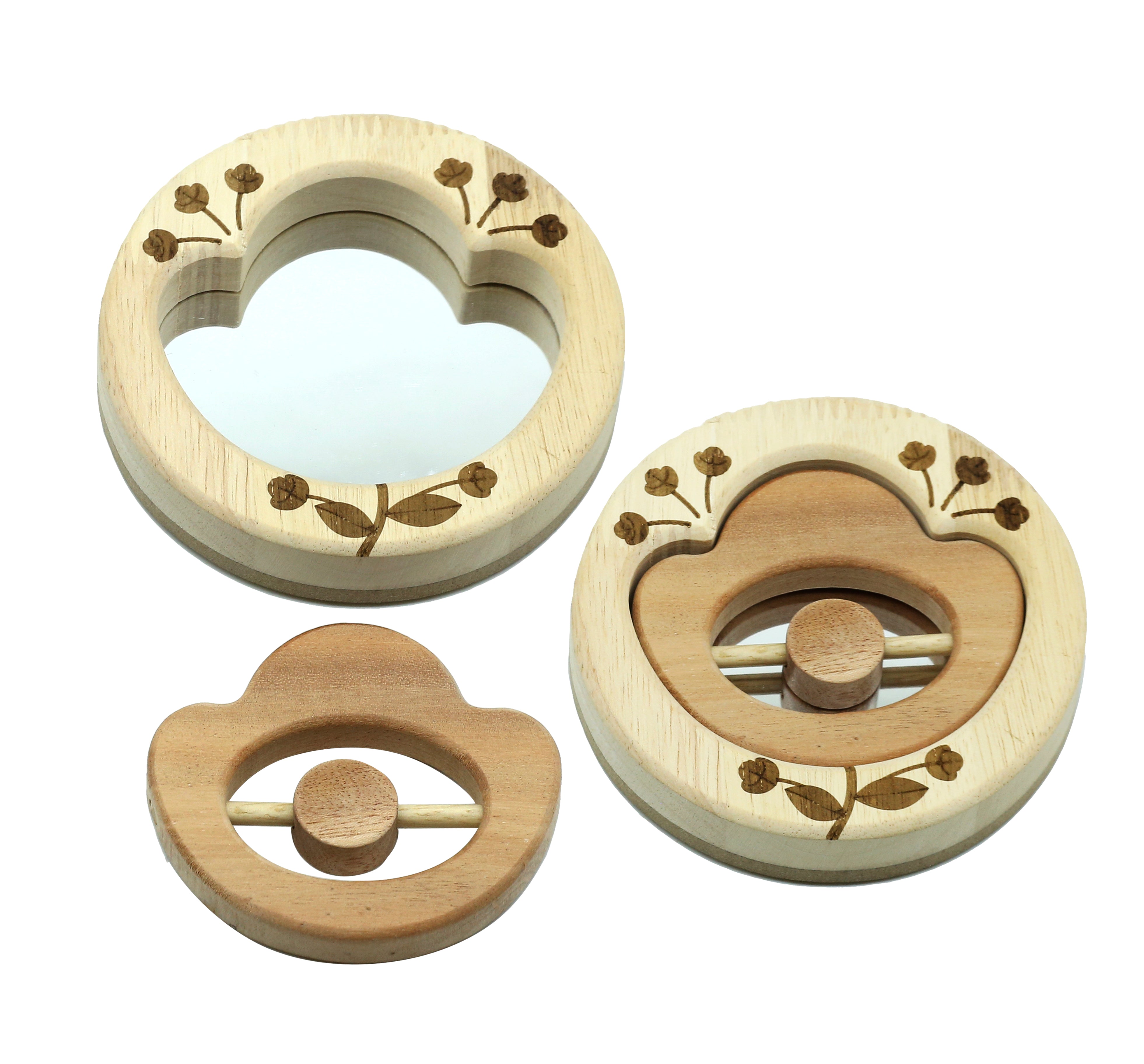 Flower Rattle and Baby Mirror Set