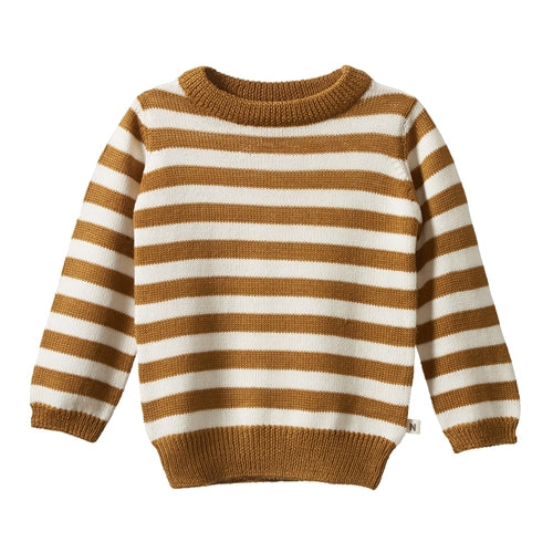 Merino Knit Pullover - Toffee Stripe