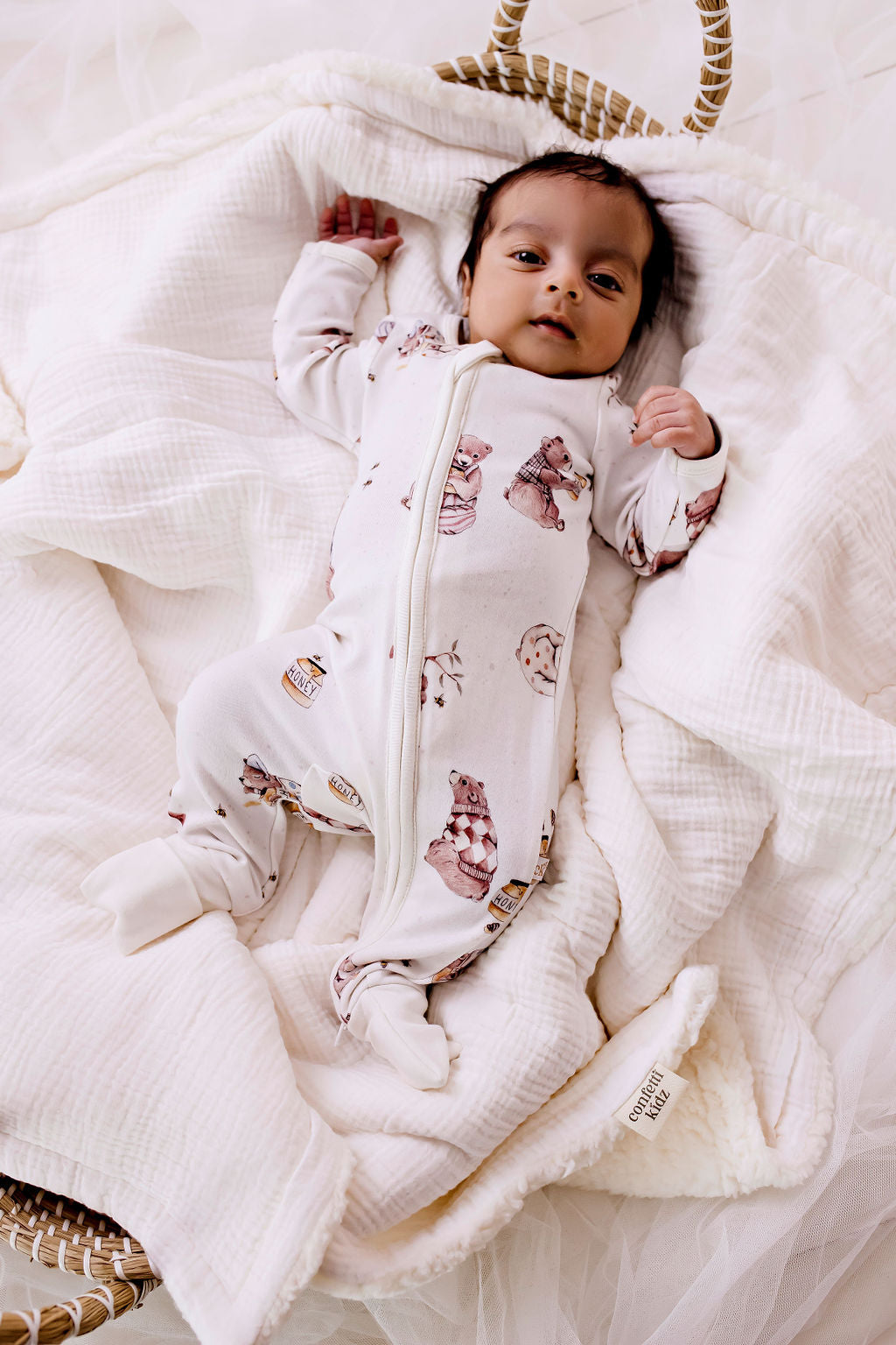 Honey Bears Bamboo Zipsuit