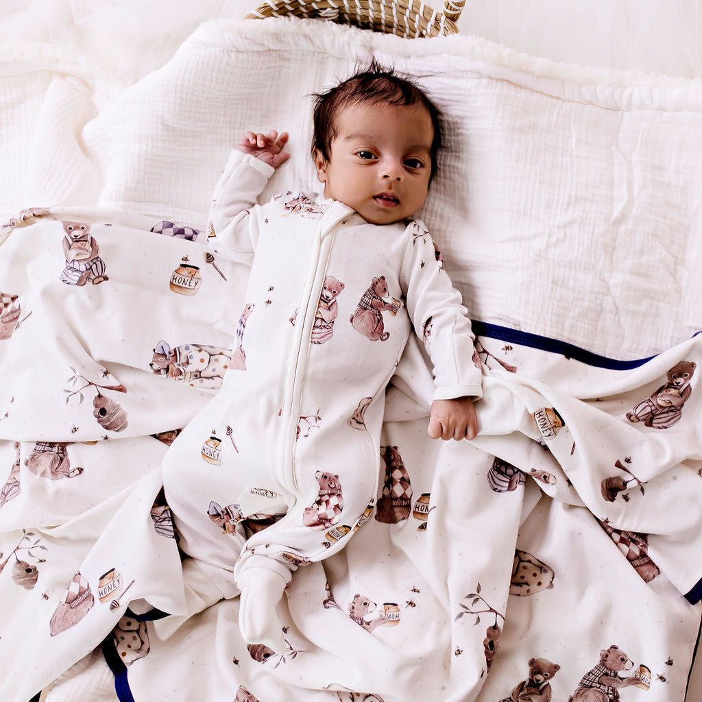 Honey Bears Bamboo Zipsuit