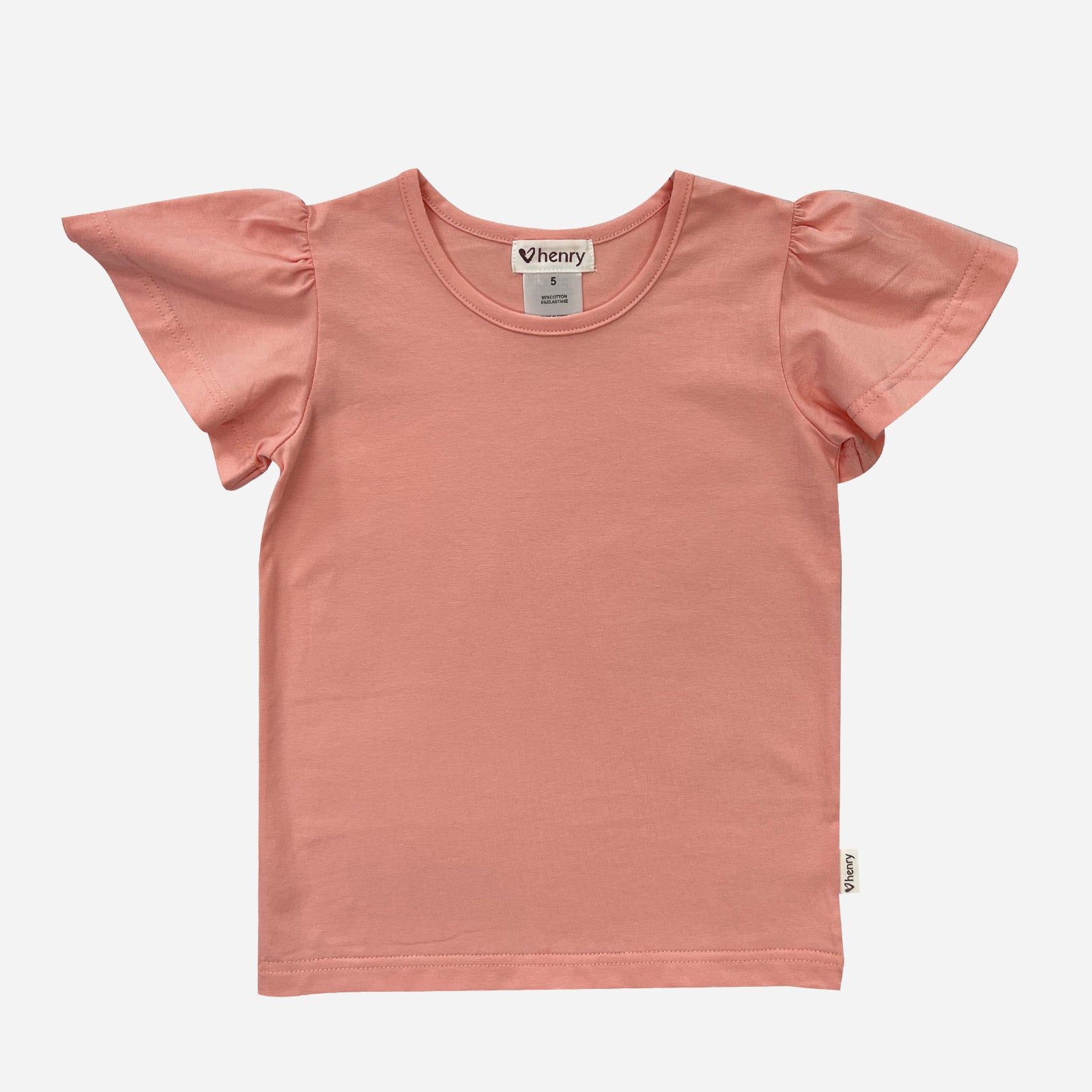 Peach Pink Girls Frill Sleeve Top