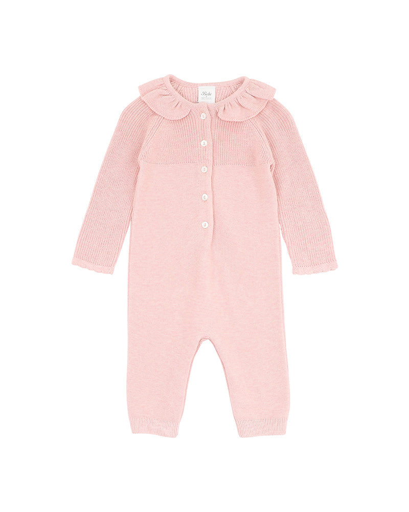 Molly Dusty Pink Collared Knitted Romper
