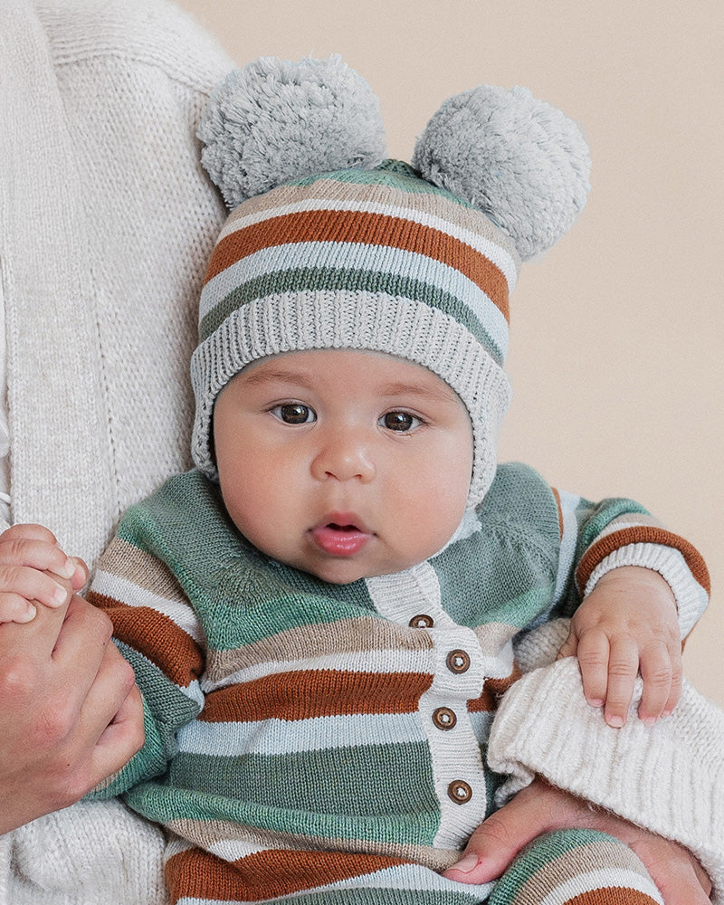 Mateo Stripe Pom Pom Beanie