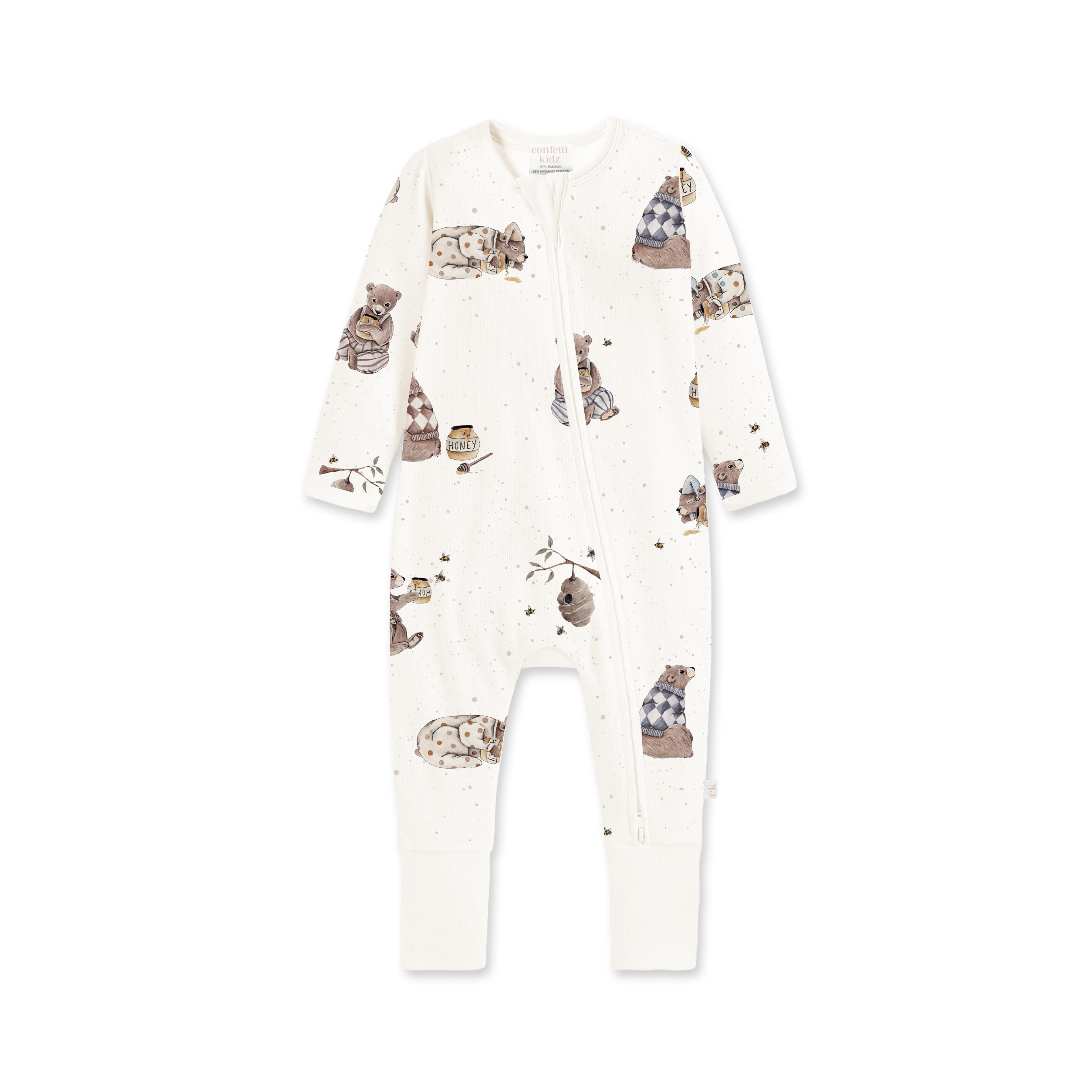 Honey Bears Bamboo Zipsuit