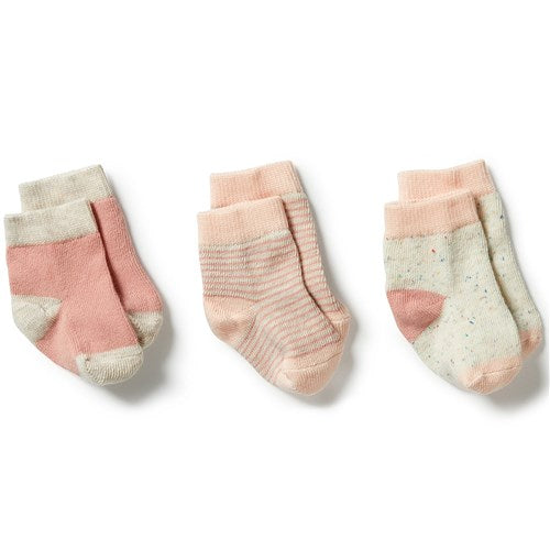 3 Pack Baby Socks - Peach/Shell/Oat