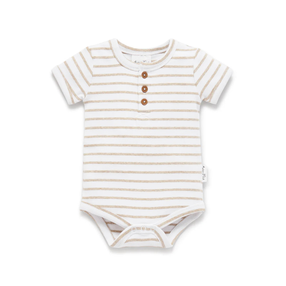 Stripe Rib Henley Onesie