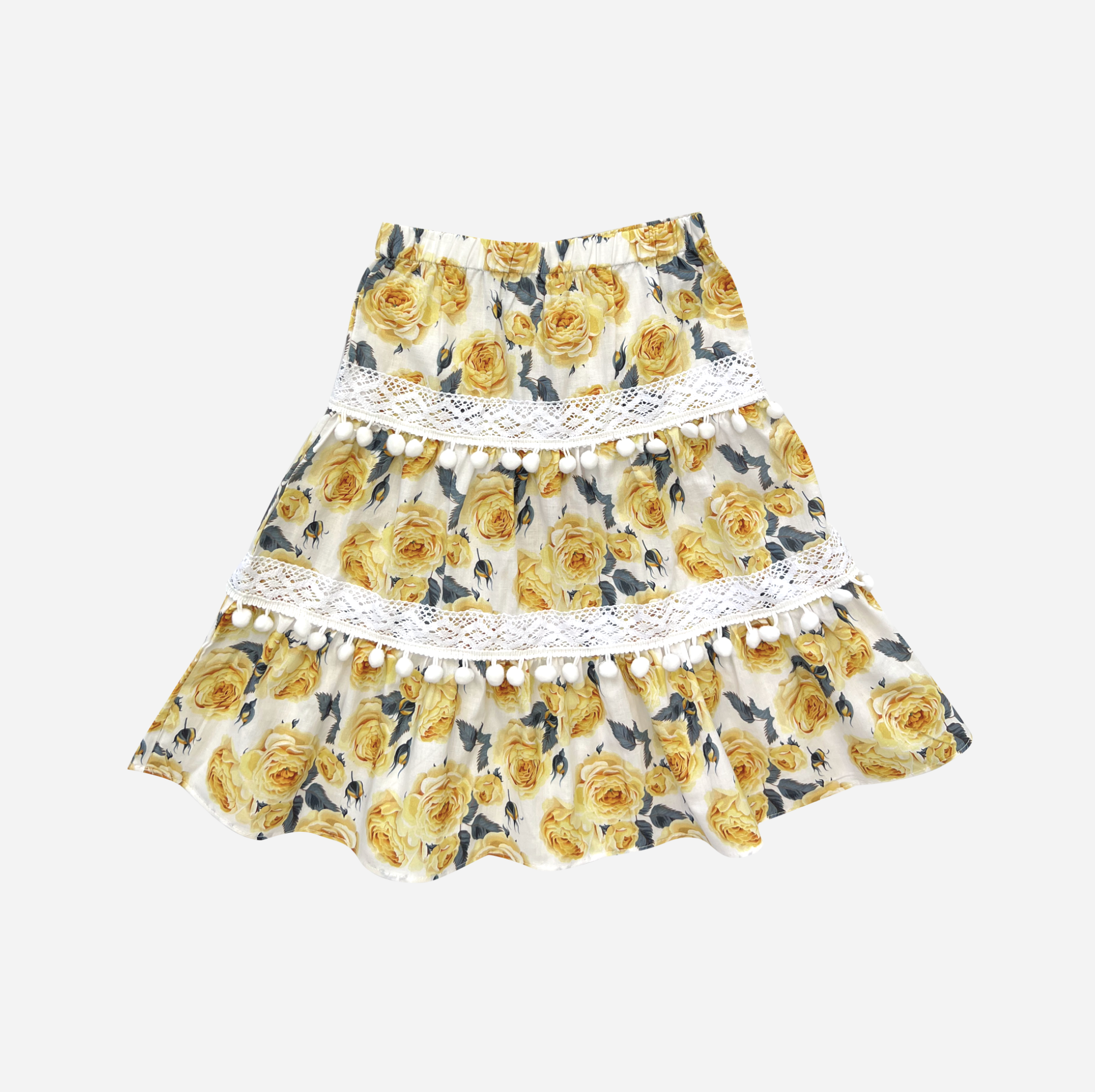 Lemon Floral Girls Maggie Skirt