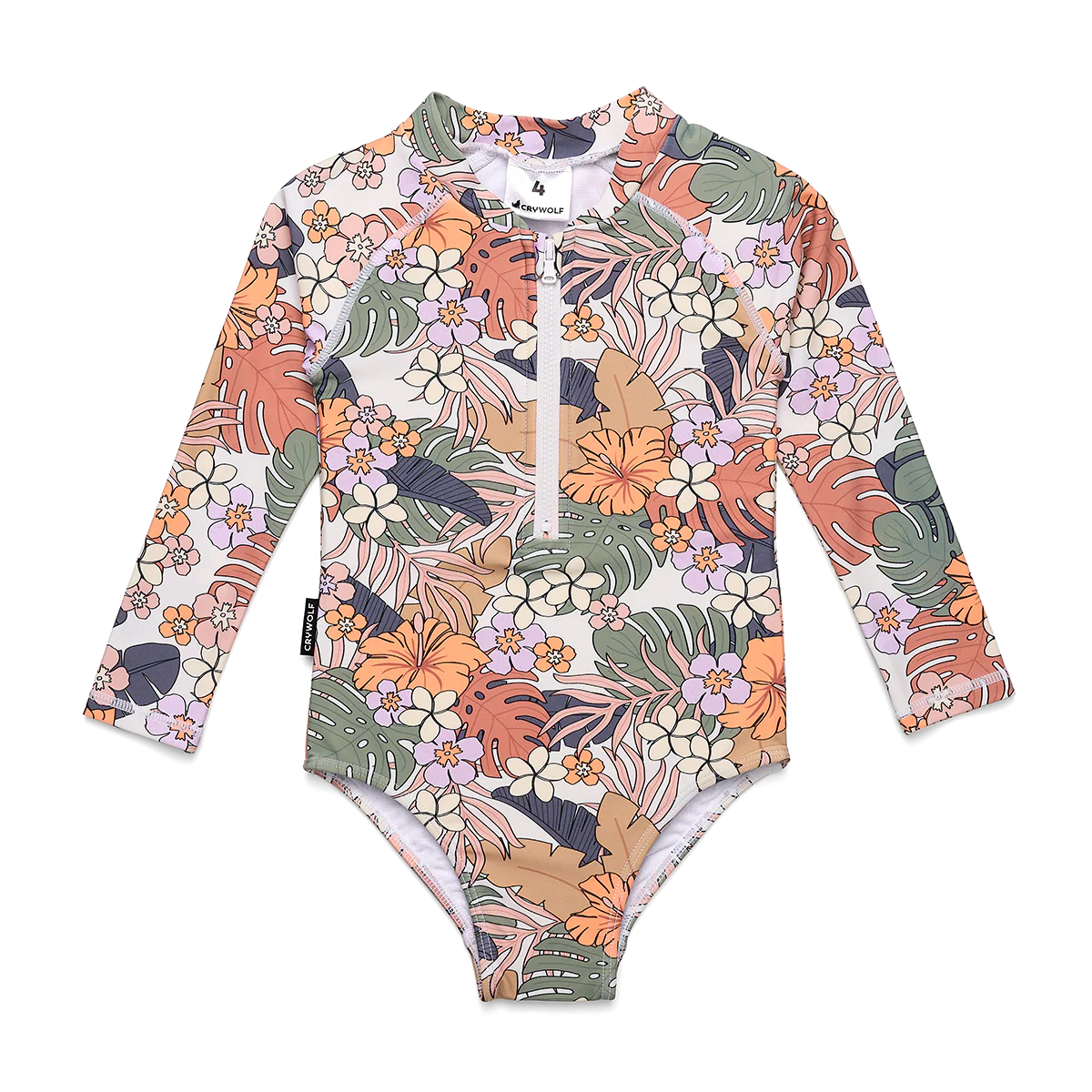 Tropical Floral Long Sleeve Swimsuit