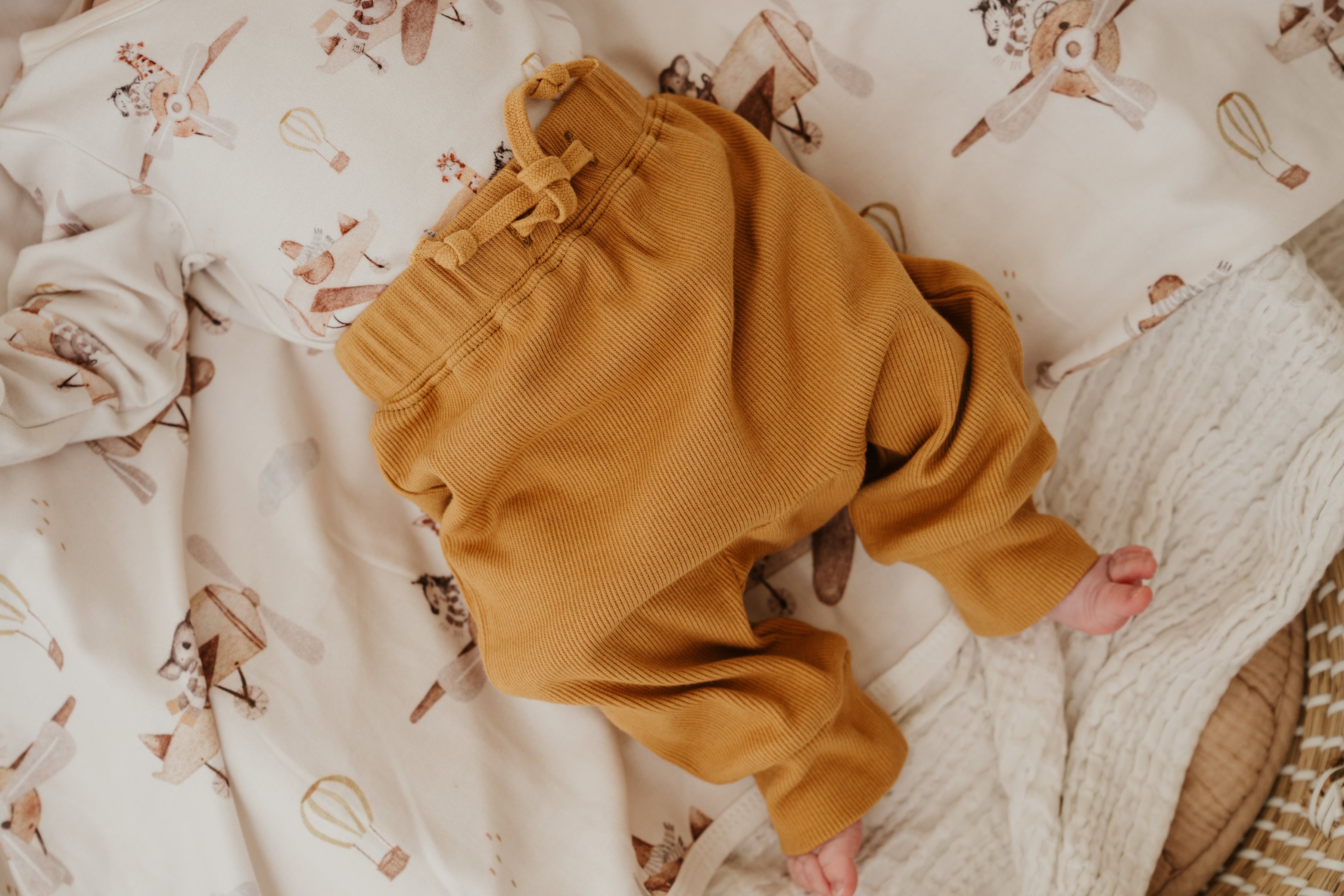 Ribbed Slouch Pants - Mustard
