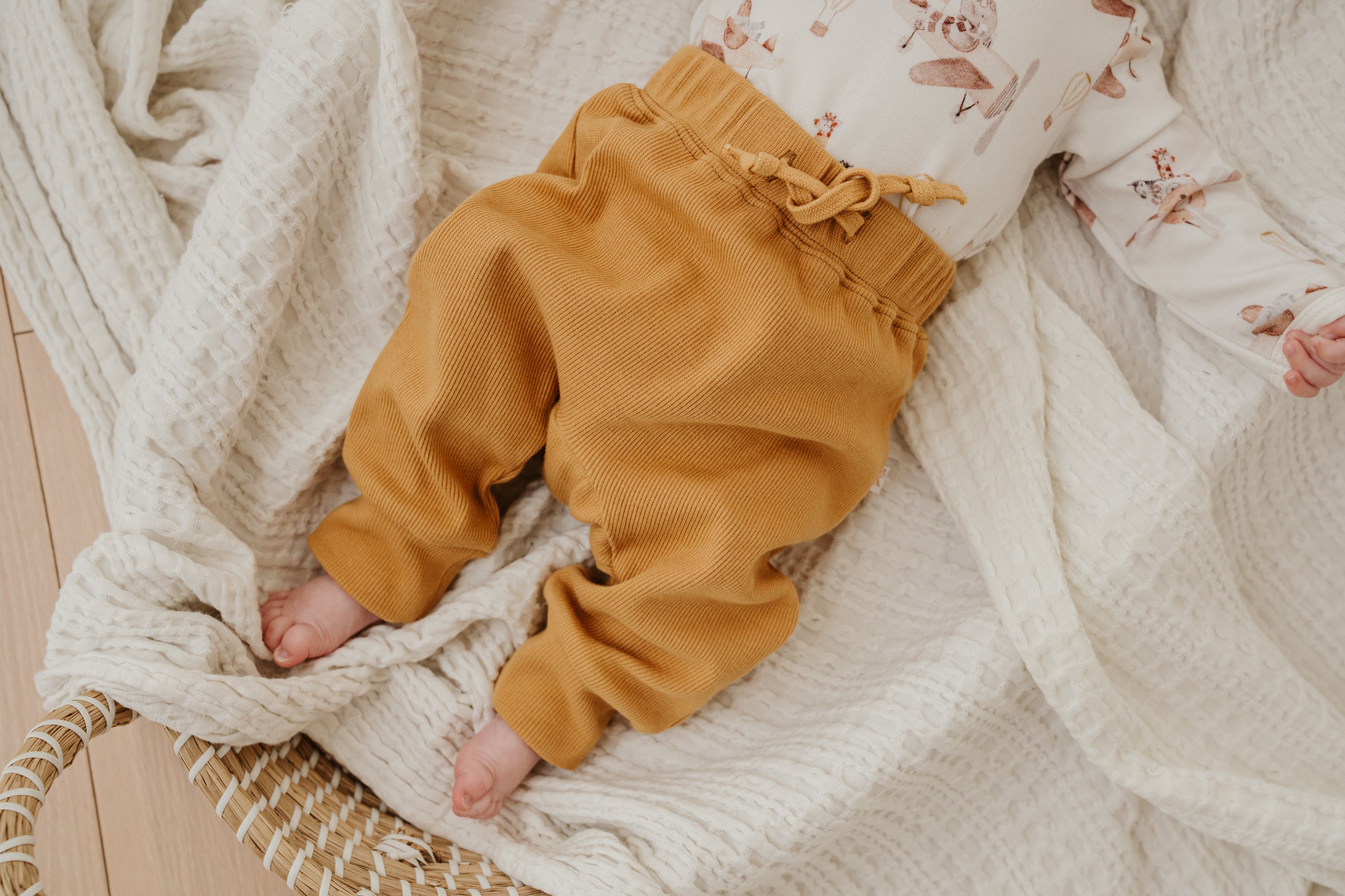 Ribbed Slouch Pants - Mustard