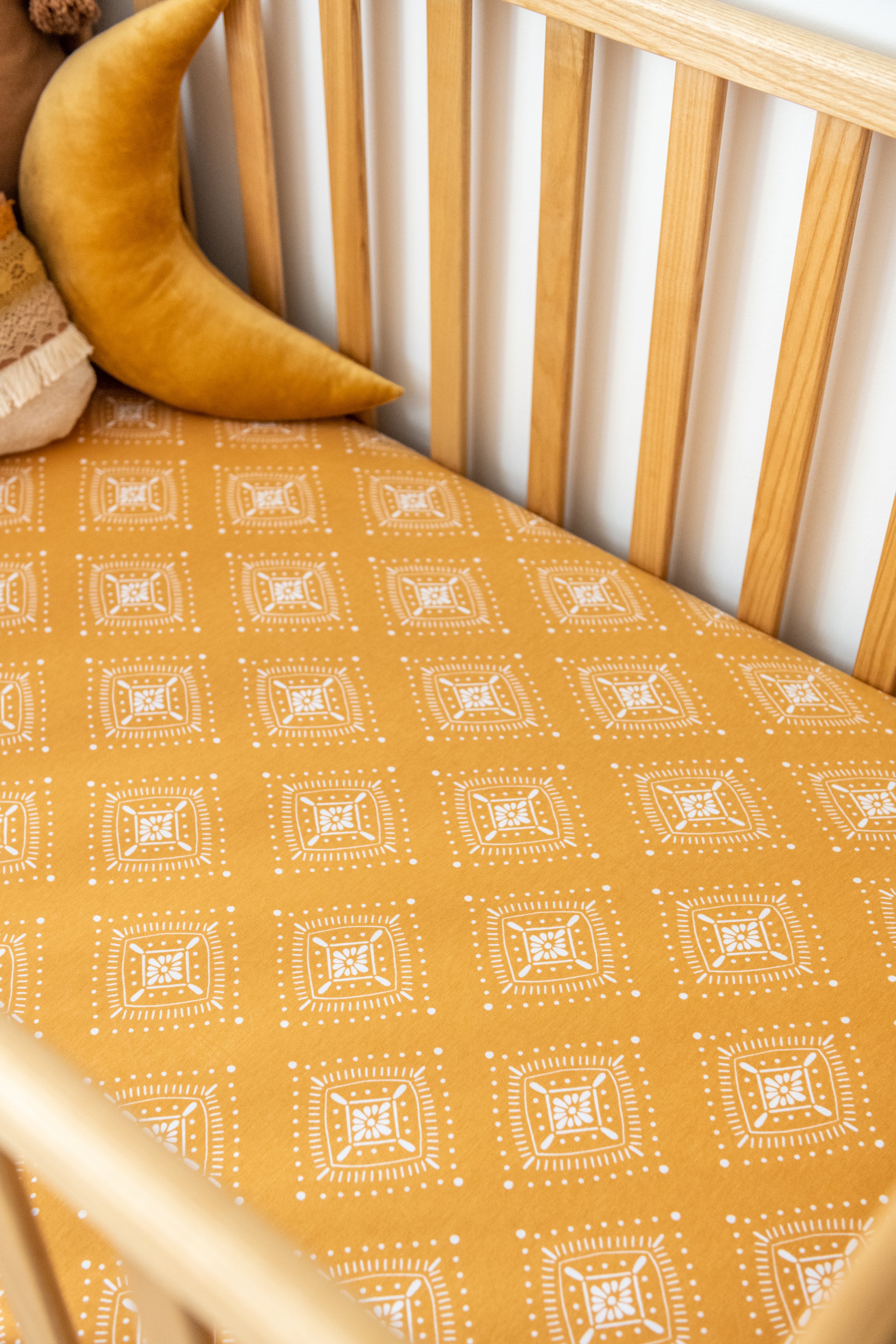 Morocco/Amber Organic Fitted Cot Sheet