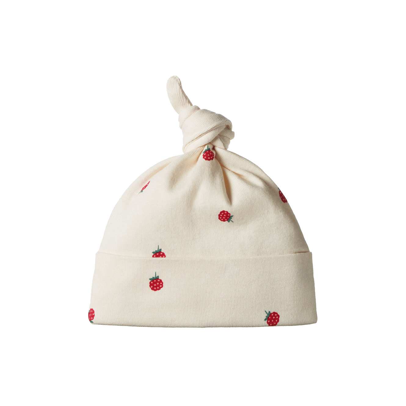 Raspberry Print Cotton Knotted Beanie