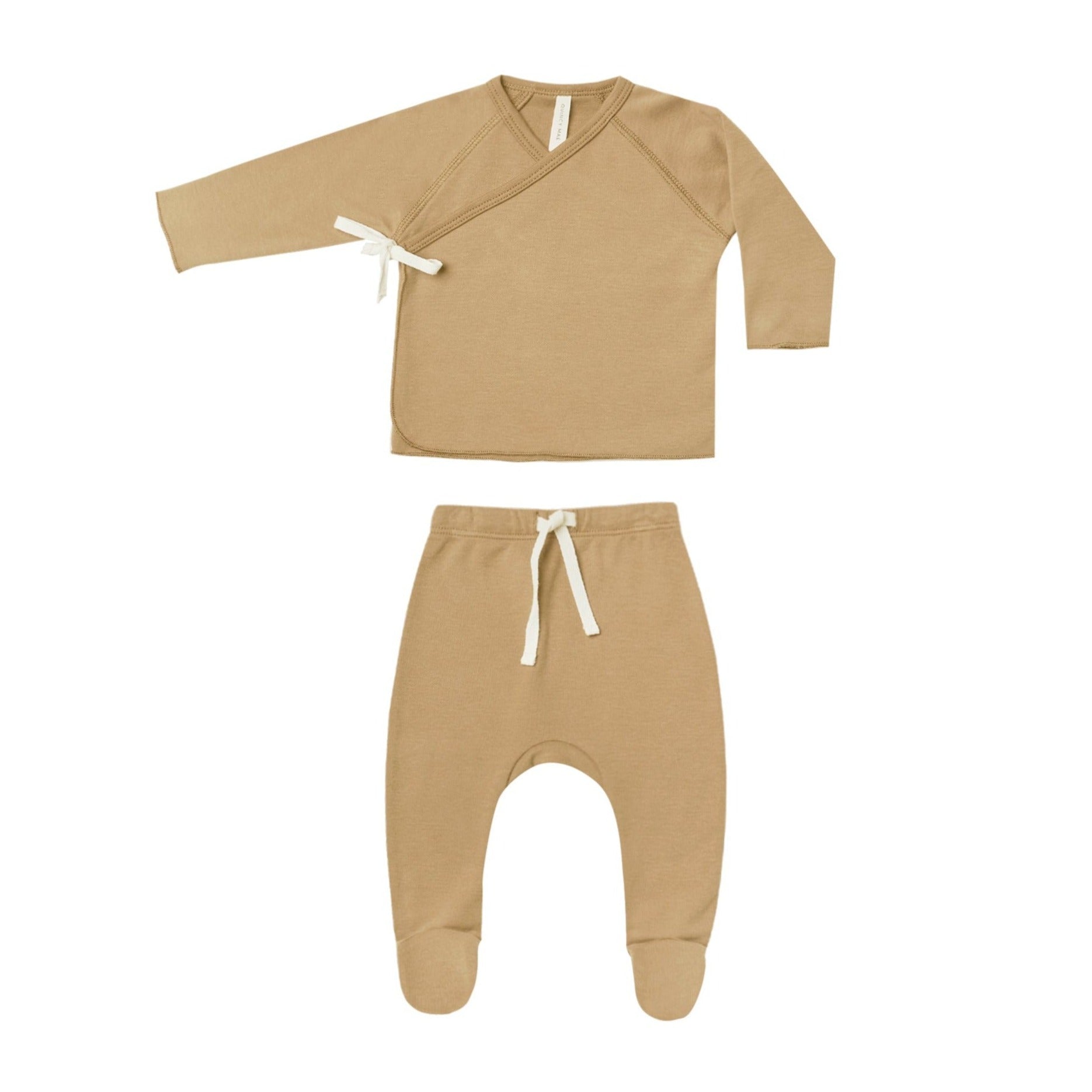 Wrap Top & Footed Pant Set - Honey