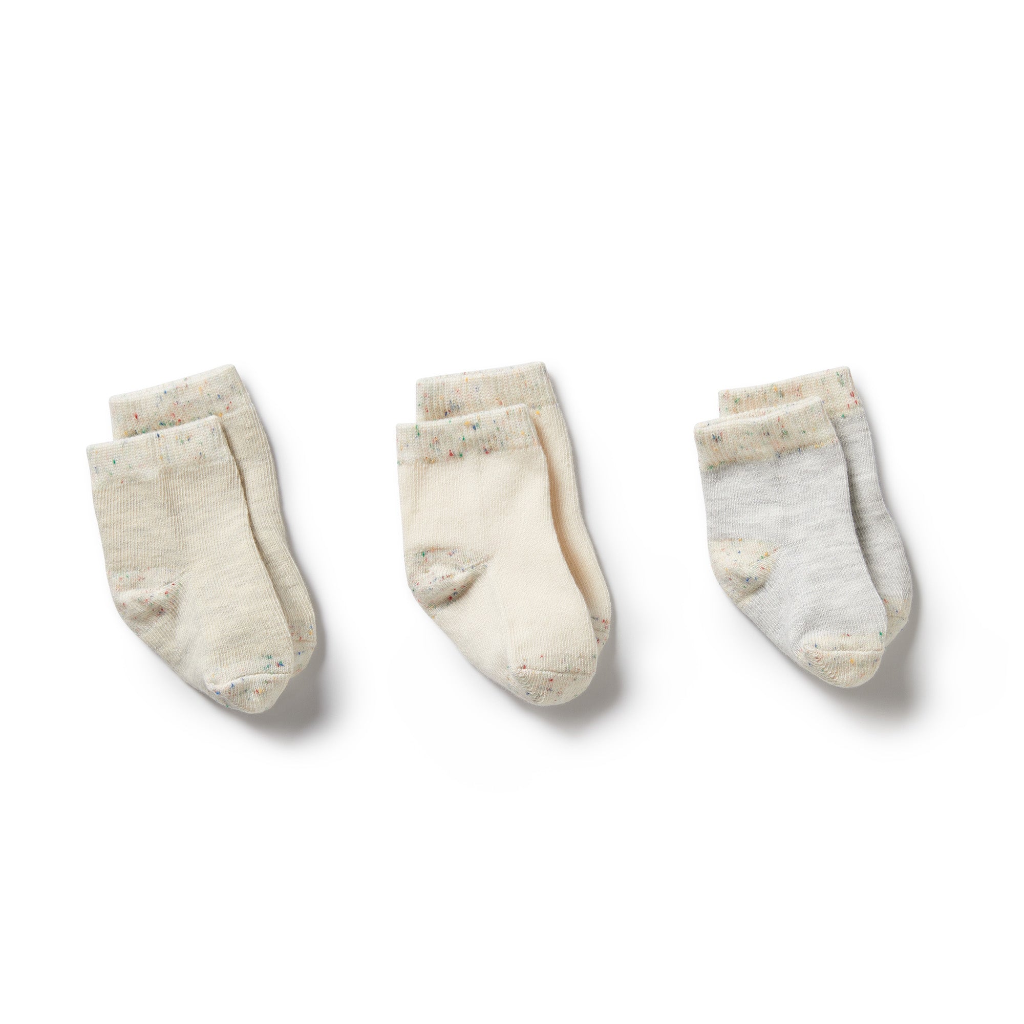 Organic 3 Pk Baby Socks - Cr-Oat-Grey
