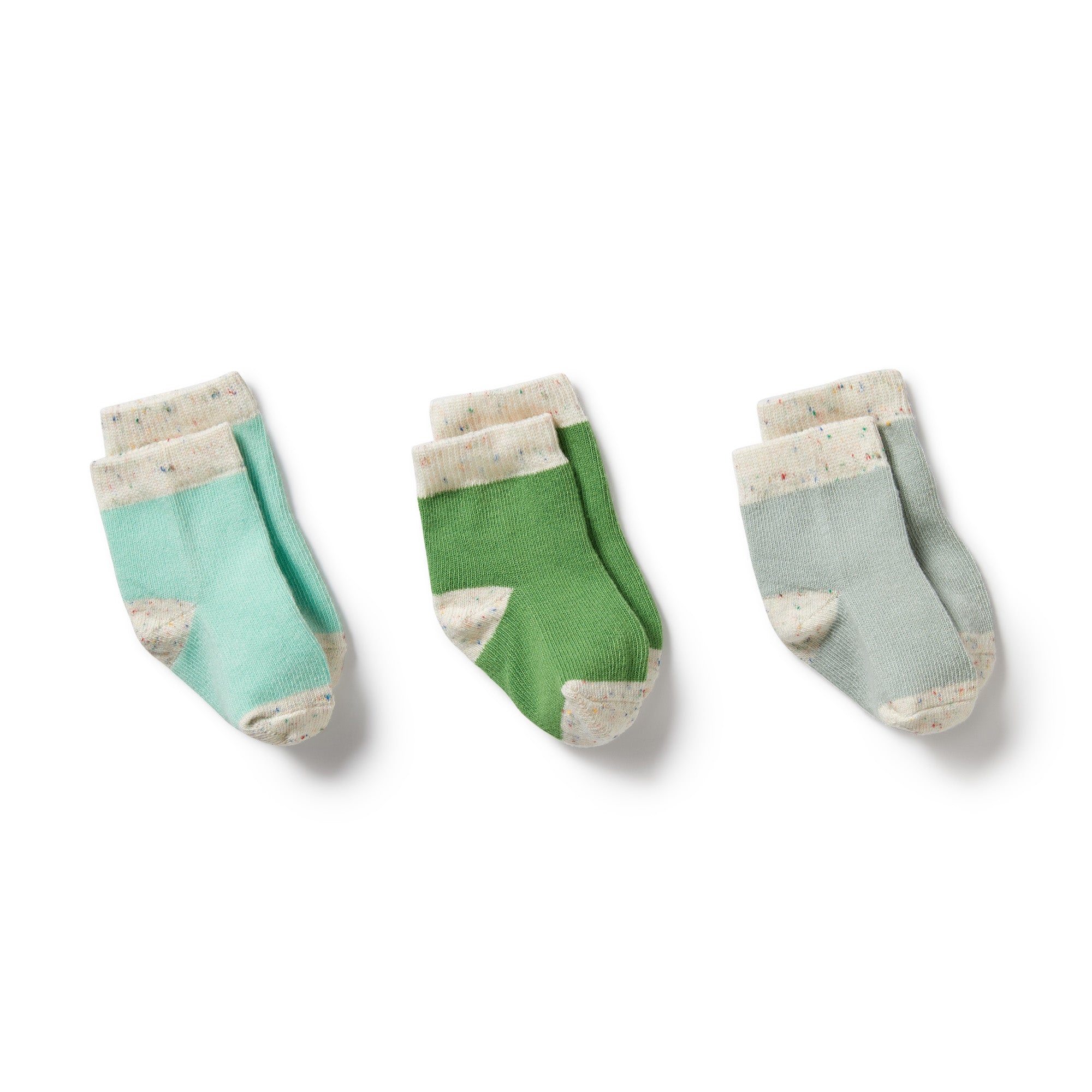 Organic 3 Pk Baby Socks - Mint-Cac-Bl