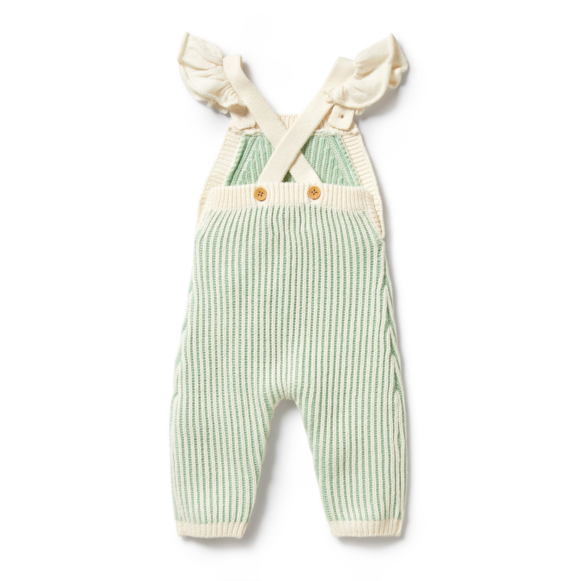 Mint Green Knitted Ruffle Overall