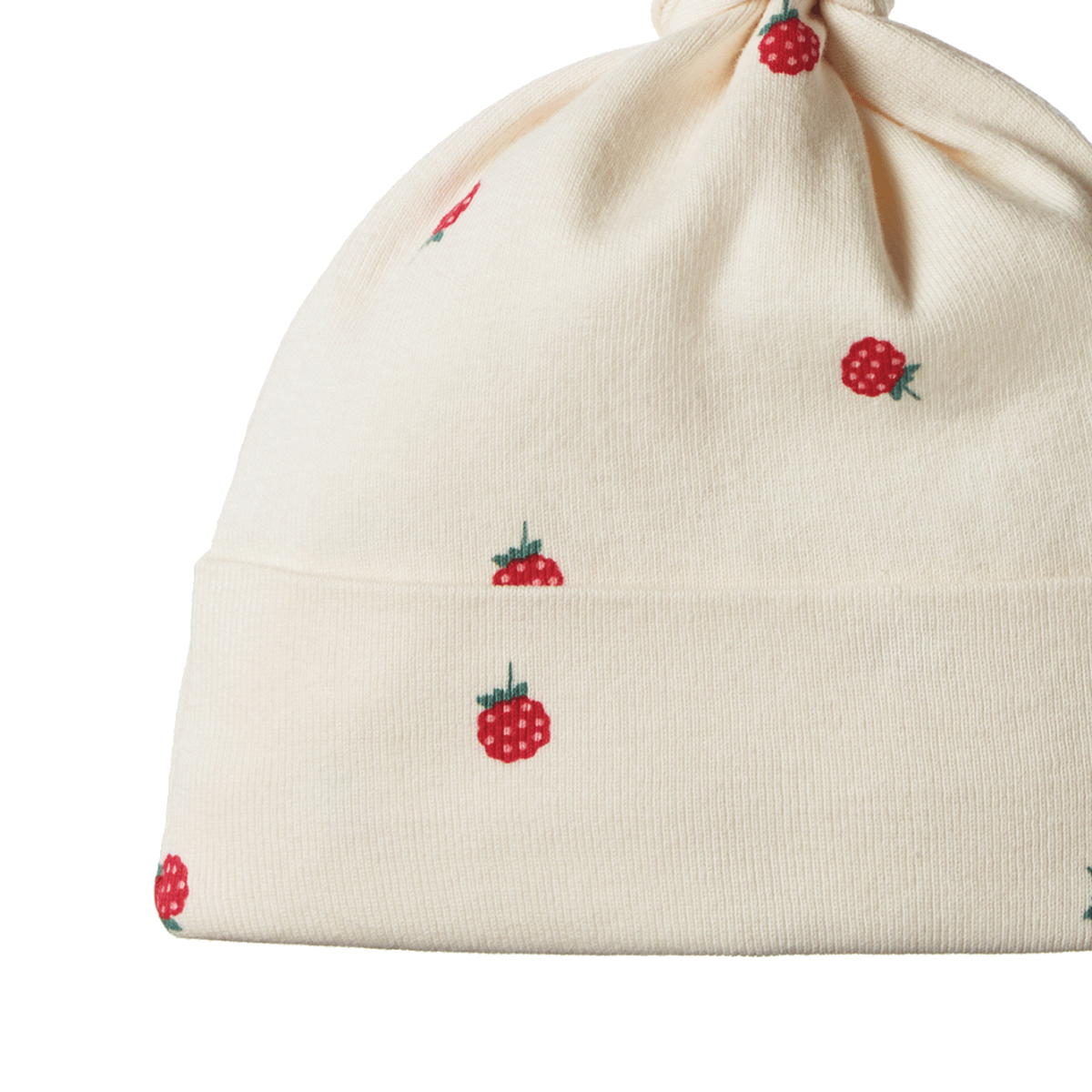 Raspberry Print Cotton Knotted Beanie